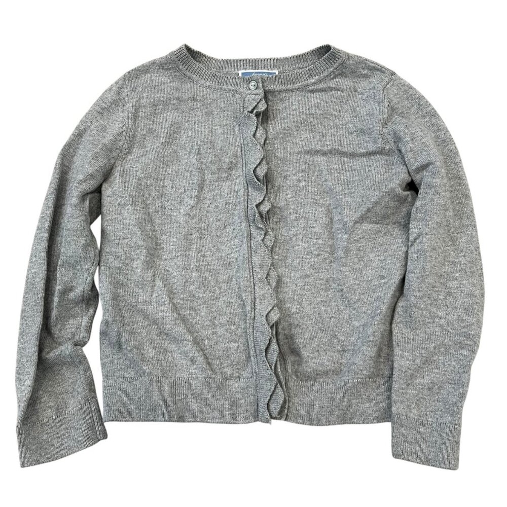 Jacadi Paris Girls 6 Gray Ruffle Button Cardigan Cotton/Cashmere Blend - Picture 1 of 5